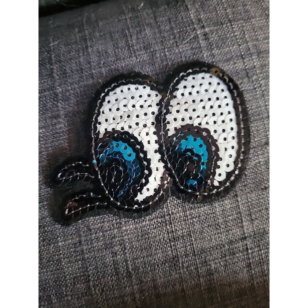 Sequin Eyeball Applique 3"x 2" Iron On